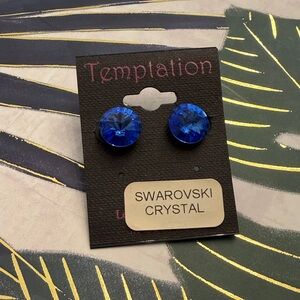 Temptations Royal Blue Swarovski Crystal Stud Earrings